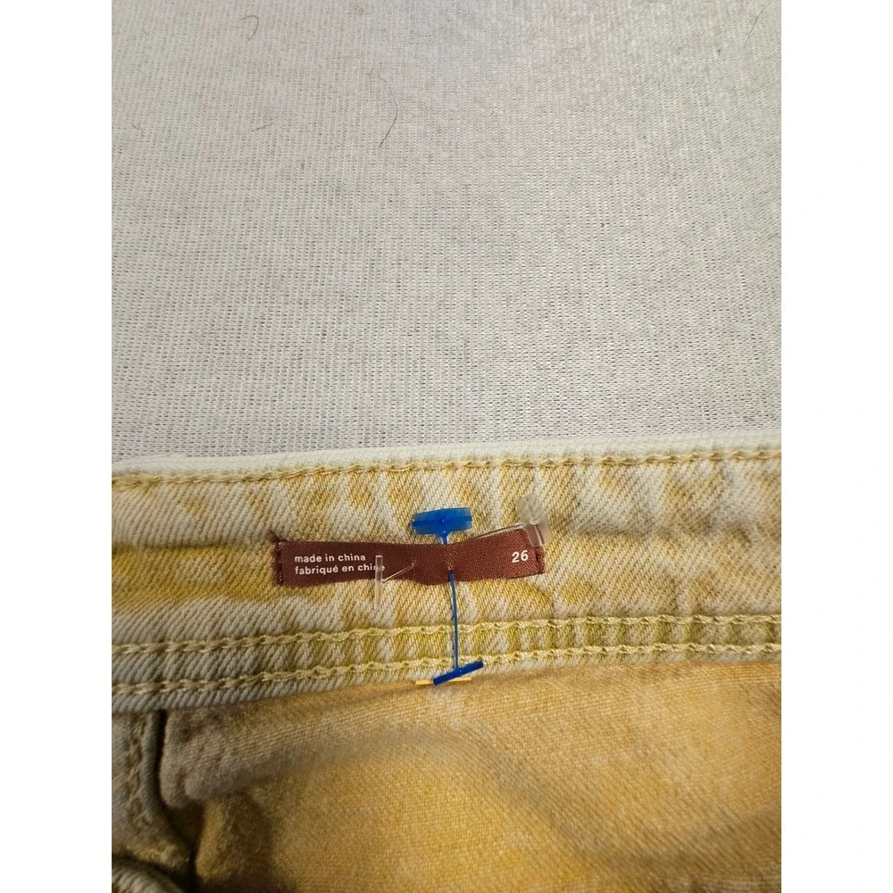 Pilcro and the Letterpress Slim Boyfriend Jeans Yellow Acid Wash Size 26 Anthro